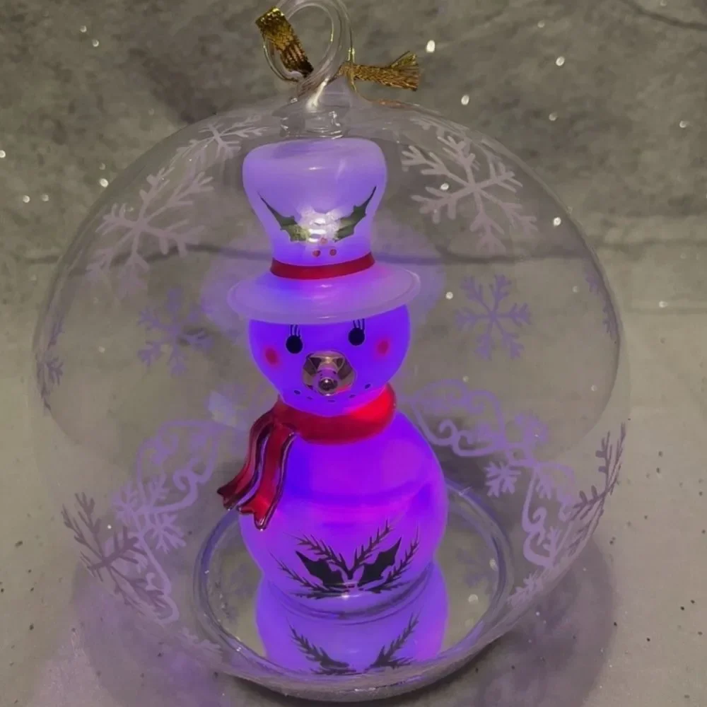 Vintage Soreele LED Lighted Glass Snowman Globe